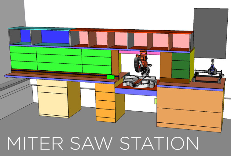 Miter Saw Station Cabinets and Work Surface | Jays Custom Creations