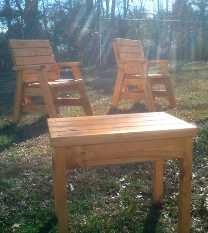 Outdoor Arm Chairs And A Side Table, How To Build Outdoor Furniture