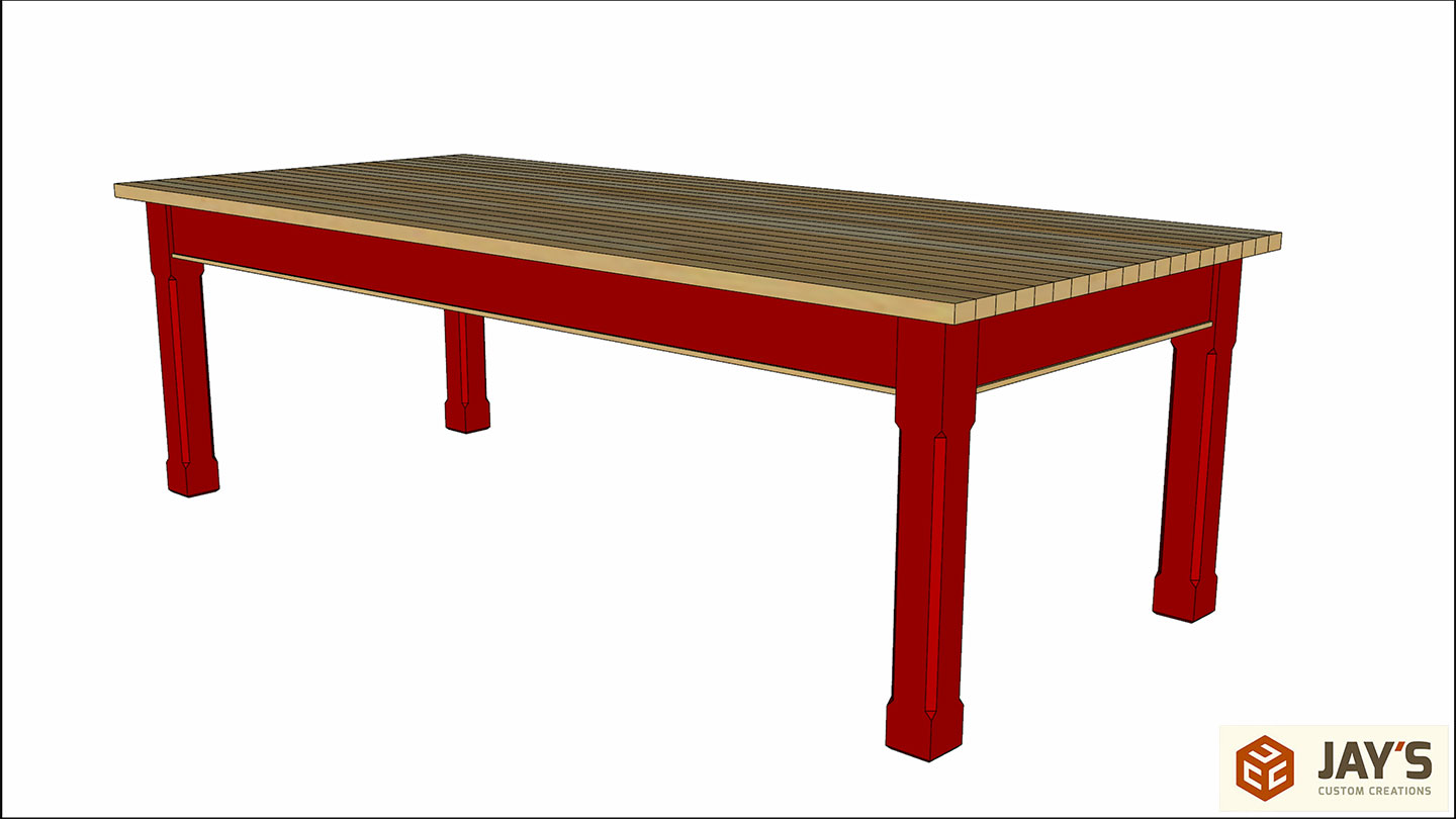 sliding dovetail farm table base 038
